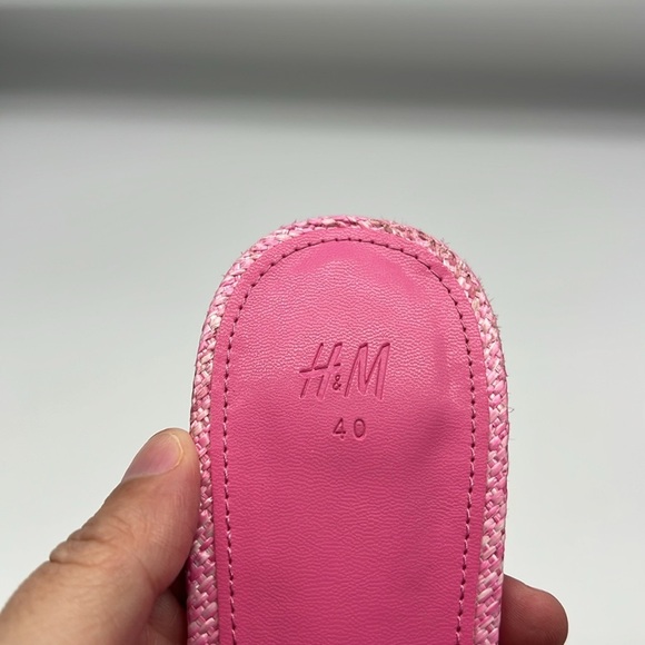 H&M - Pink Open Toe Straw Like Lightweight Slip On Heeled Sandal Size 40 - Picture 6 of 14
